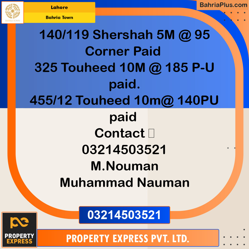 Residential Plot for Sale in Bahria Town, Lahore - (BP-243943)