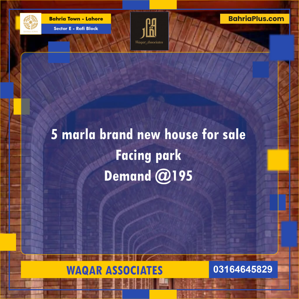 5 Marla Residential House for Sale in Sector E - Rafi Block -  Bahria Town, Lahore - (BP-243951)