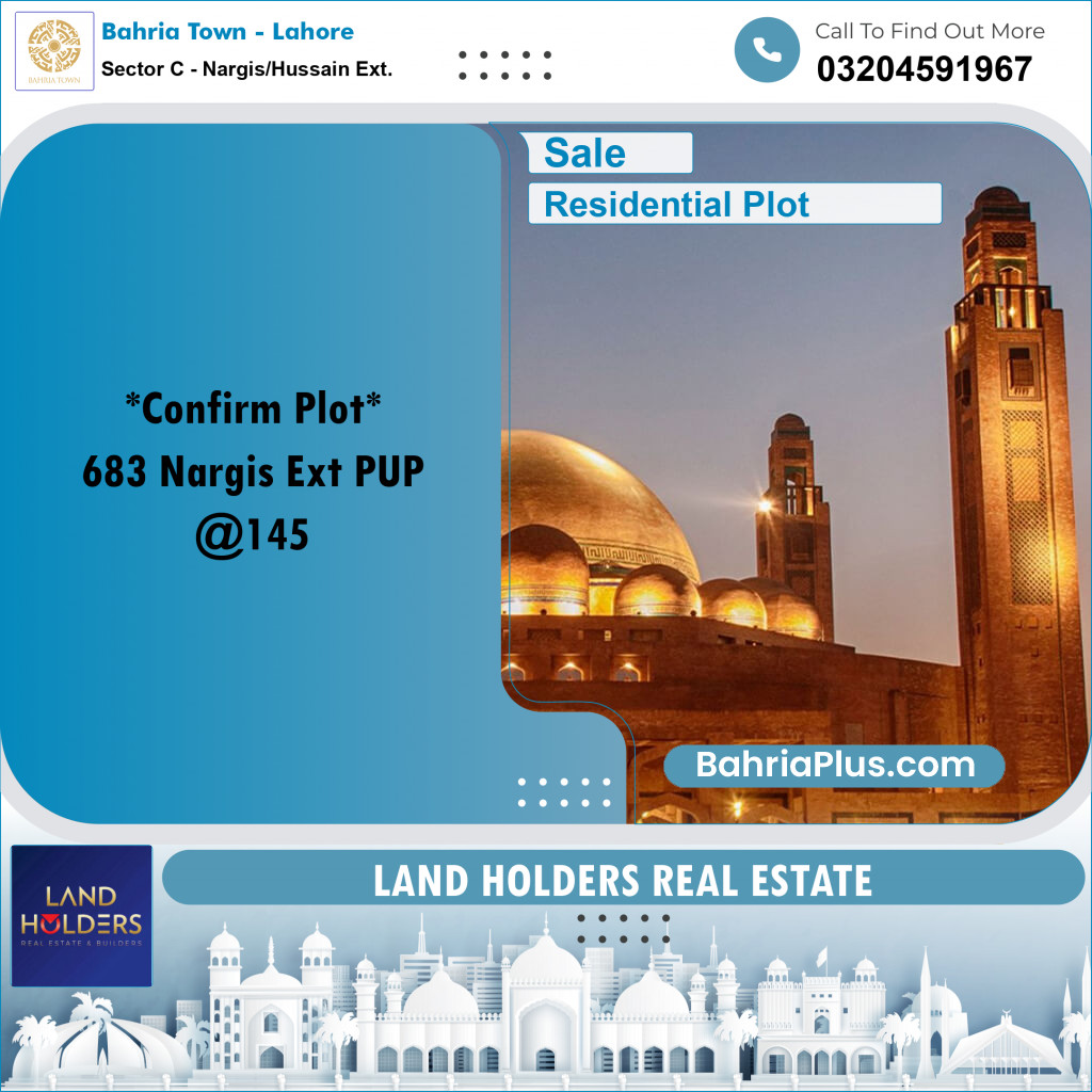 10 Marla Residential Plot for Sale in Sector C - Nargis/Hussain Ext. -  Bahria Town, Lahore - (BP-243954)