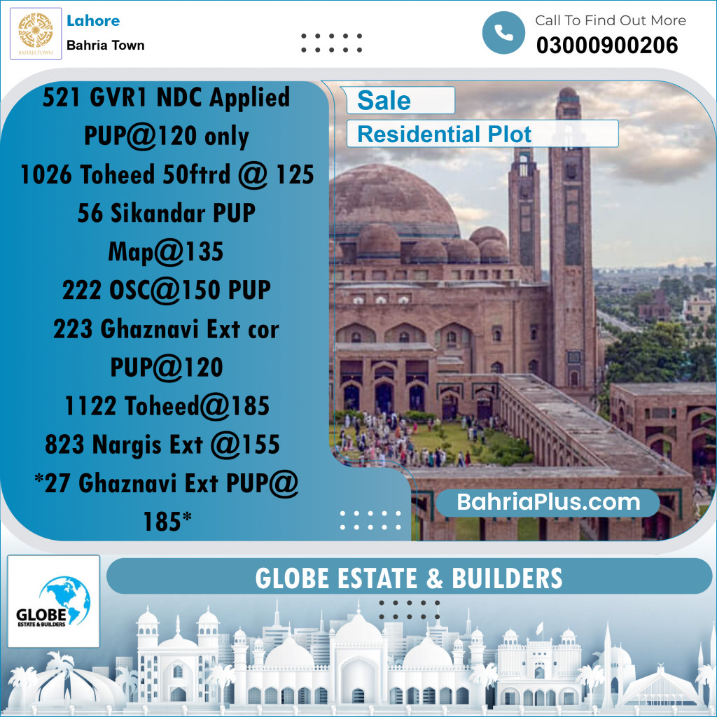 Residential Plot for Sale in Bahria Town, Lahore - (BP-243991)