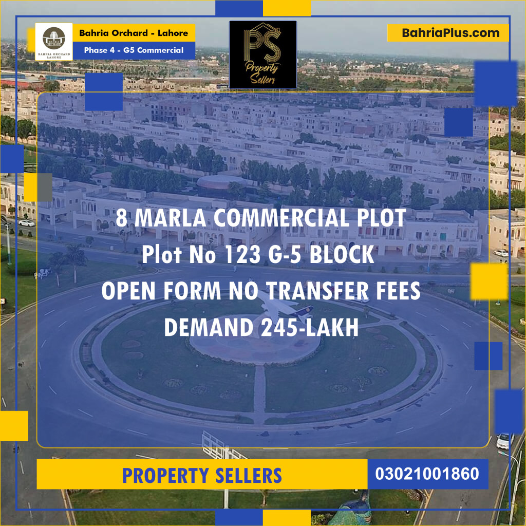 5 Marla Commercial Plot for Sale in Phase 4 - G5 Commercial - Bahria Orchard, Lahore - (BP-244006)