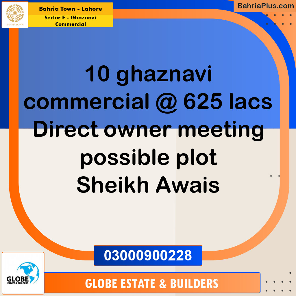 5.33 Marla Commercial Plot for Sale in Sector F - Ghaznavi Commercial -  Bahria Town, Lahore - (BP-244032)