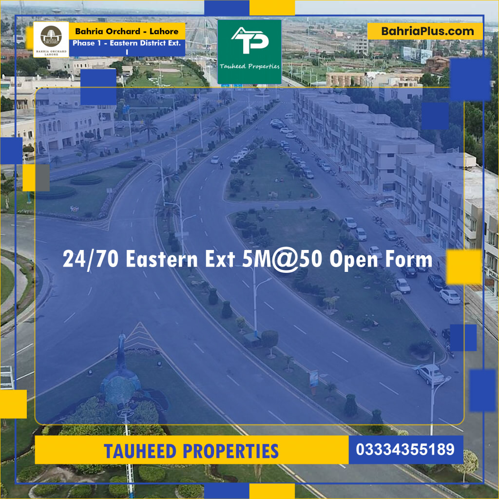 5 Marla Residential Plot for Sale in Phase 1 - Eastern District Ext. I -  Bahria Orchard, Lahore - (BP-244104)