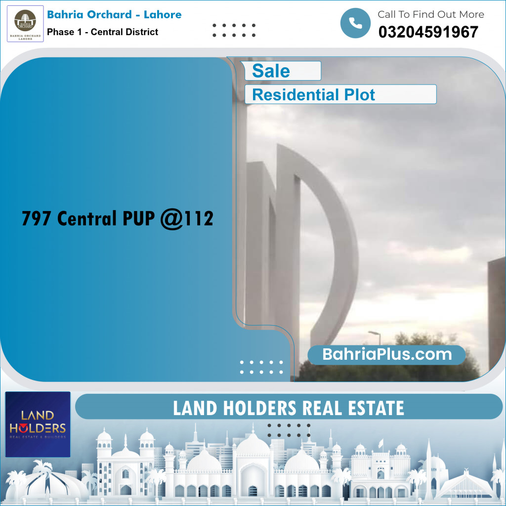 10 Marla Residential Plot for Sale in Phase 1 - Central District -  Bahria Orchard, Lahore - (BP-244163)
