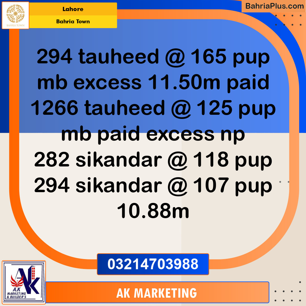 10 Marla Residential Plot for Sale in Bahria Town, Lahore - (BP-244203)
