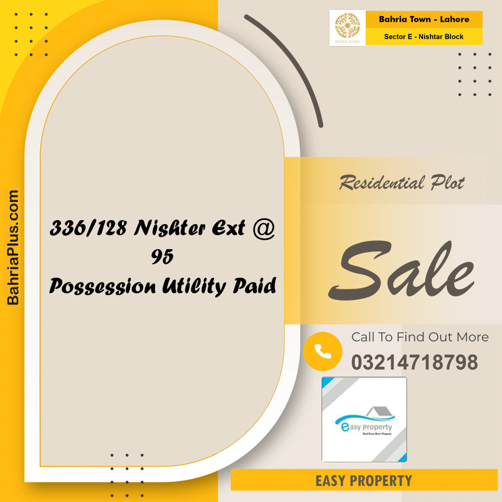 5 Marla Residential Plot for Sale in Sector E - Nishtar Block - Bahria Town, Lahore - (BP-244256)