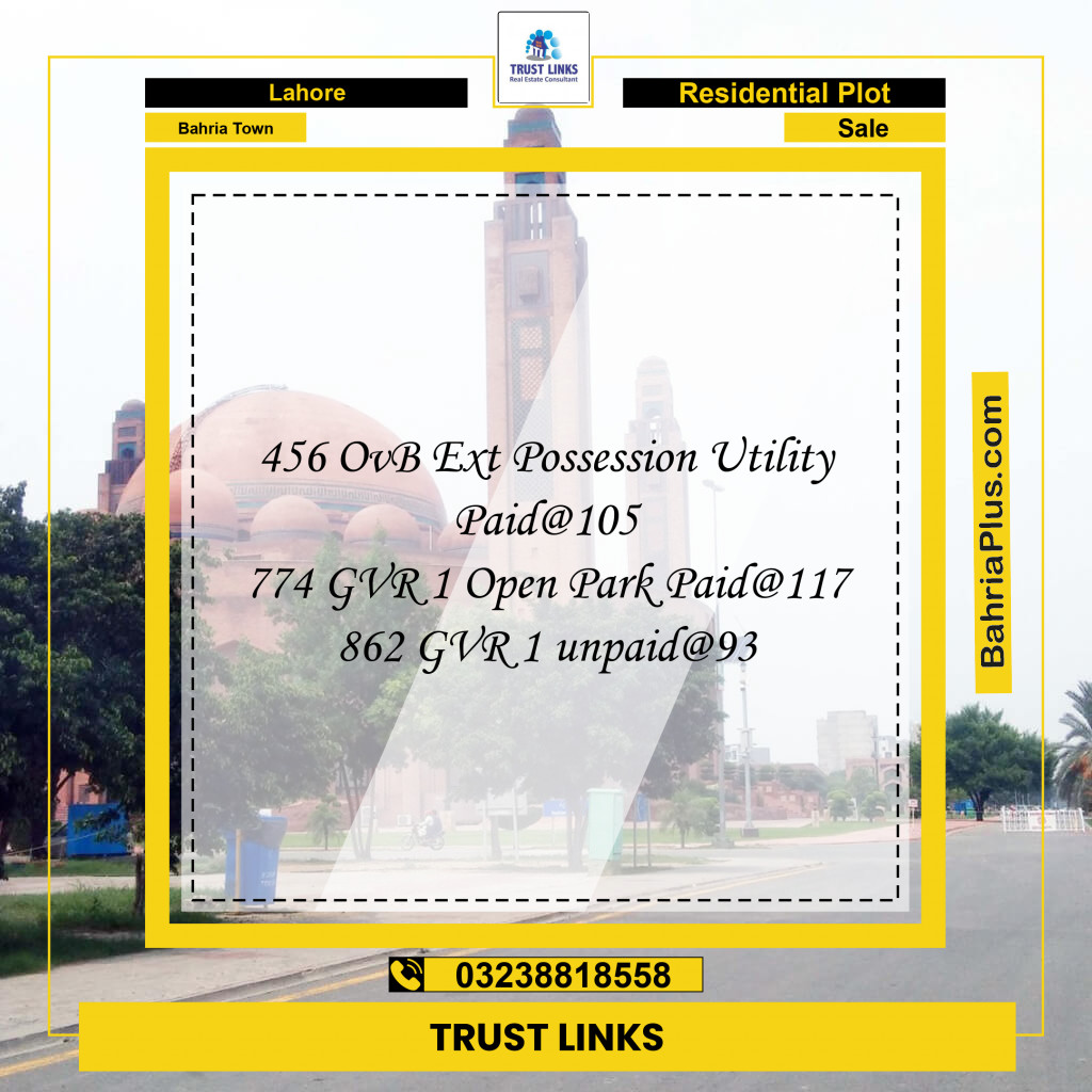 Residential Plot for Sale in Bahria Town, Lahore - (BP-244263)