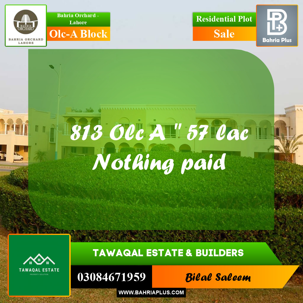 5 Marla Residential Plot for Sale in OLC-A Block - Bahria Orchard, Lahore - (BP-244323)