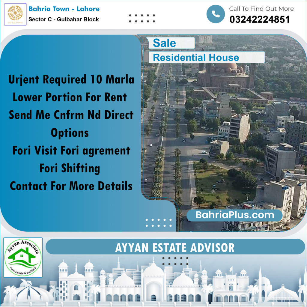 10 Marla Residential House for Sale in Sector C - Gulbahar Block - Bahria Town, Lahore - (BP-244386)