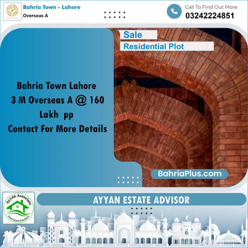 10 Marla Residential Plot for Sale in Overseas A -  Bahria Town, Lahore - (BP-244397)