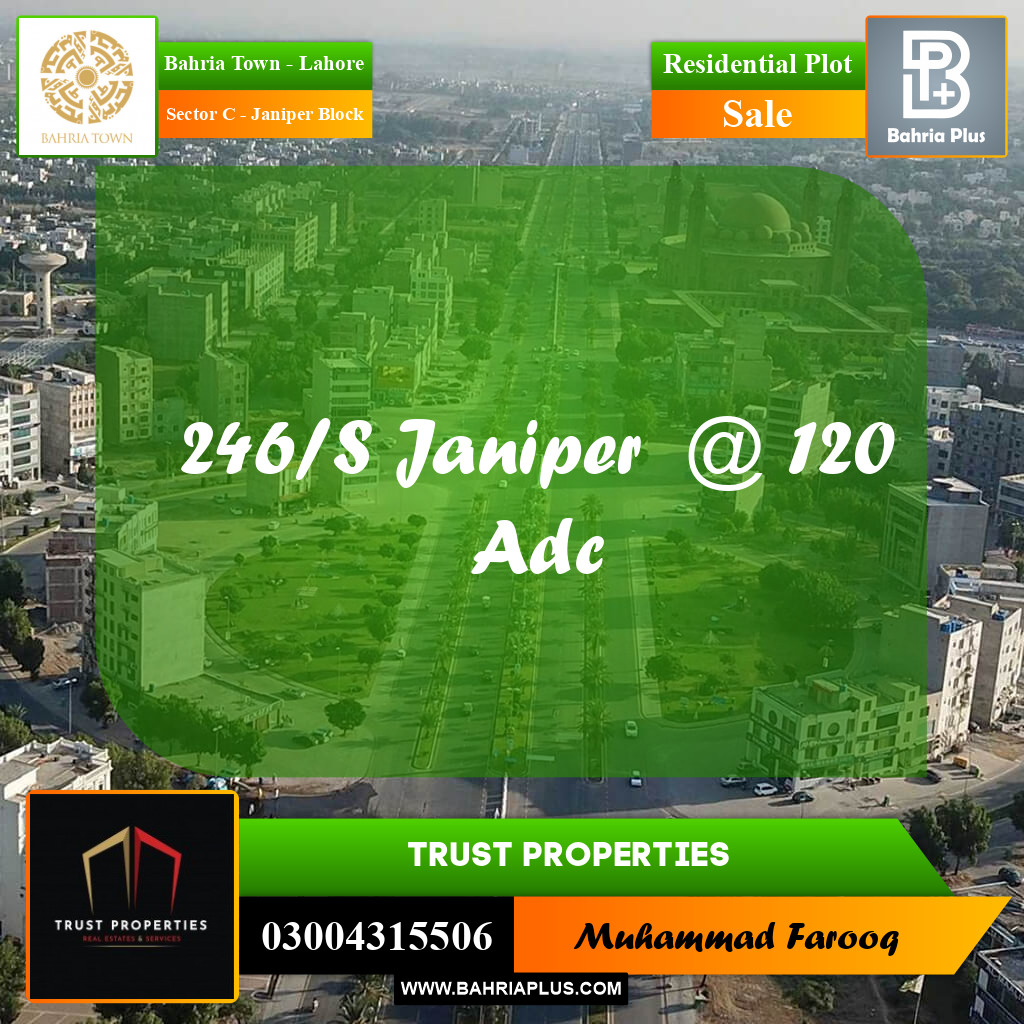 10 Marla Residential Plot for Sale in Sector C - Janiper Block -  Bahria Town, Lahore - (BP-244439)