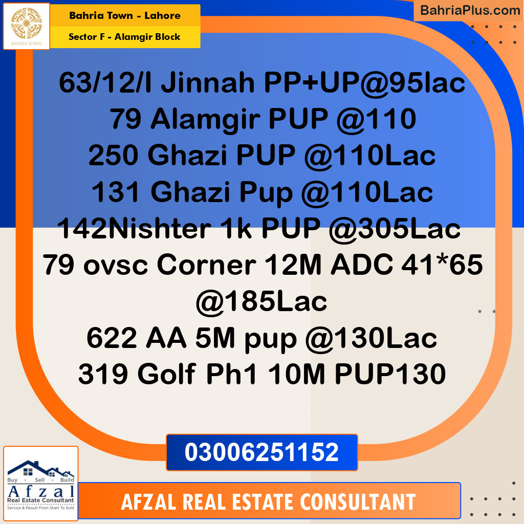 10 Marla Residential Plot for Sale in Sector F - Alamgir Block -  Bahria Town, Lahore - (BP-244460)