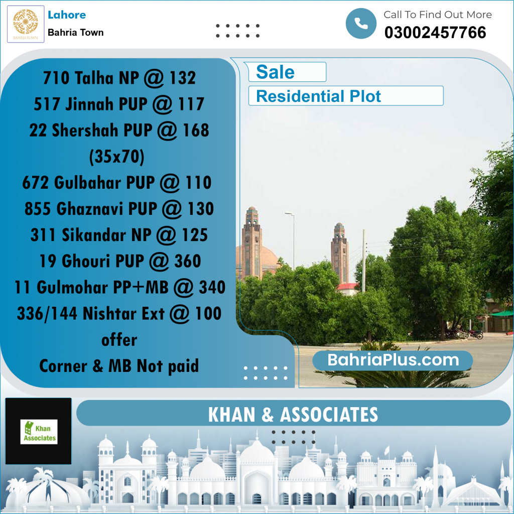 Residential Plot for Sale in Bahria Town, Lahore - (BP-244477)