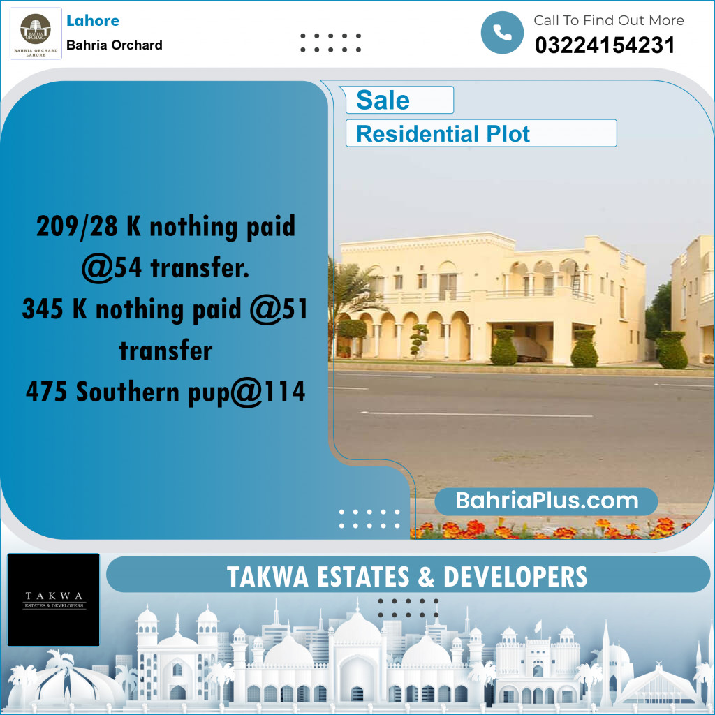 Residential Plot for Sale in Bahria Orchard, Lahore - (BP-244505)