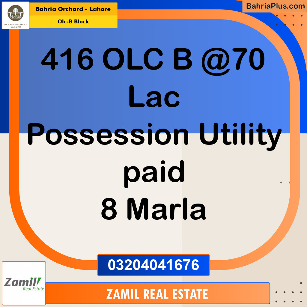 8 Marla Residential Plot for Sale in OLC-B Block - Bahria Orchard, Lahore - (BP-244512)