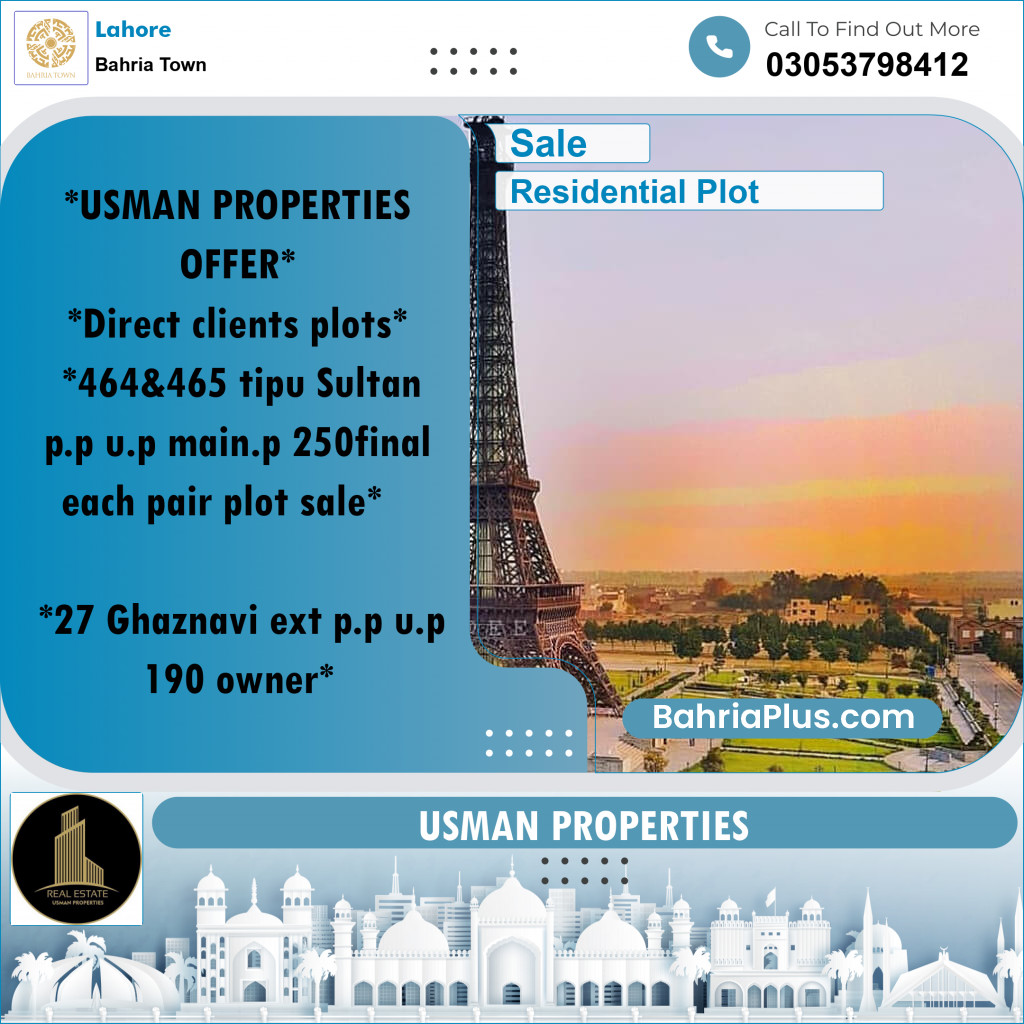 Residential Plot for Sale in Bahria Town, Lahore - (BP-244516)