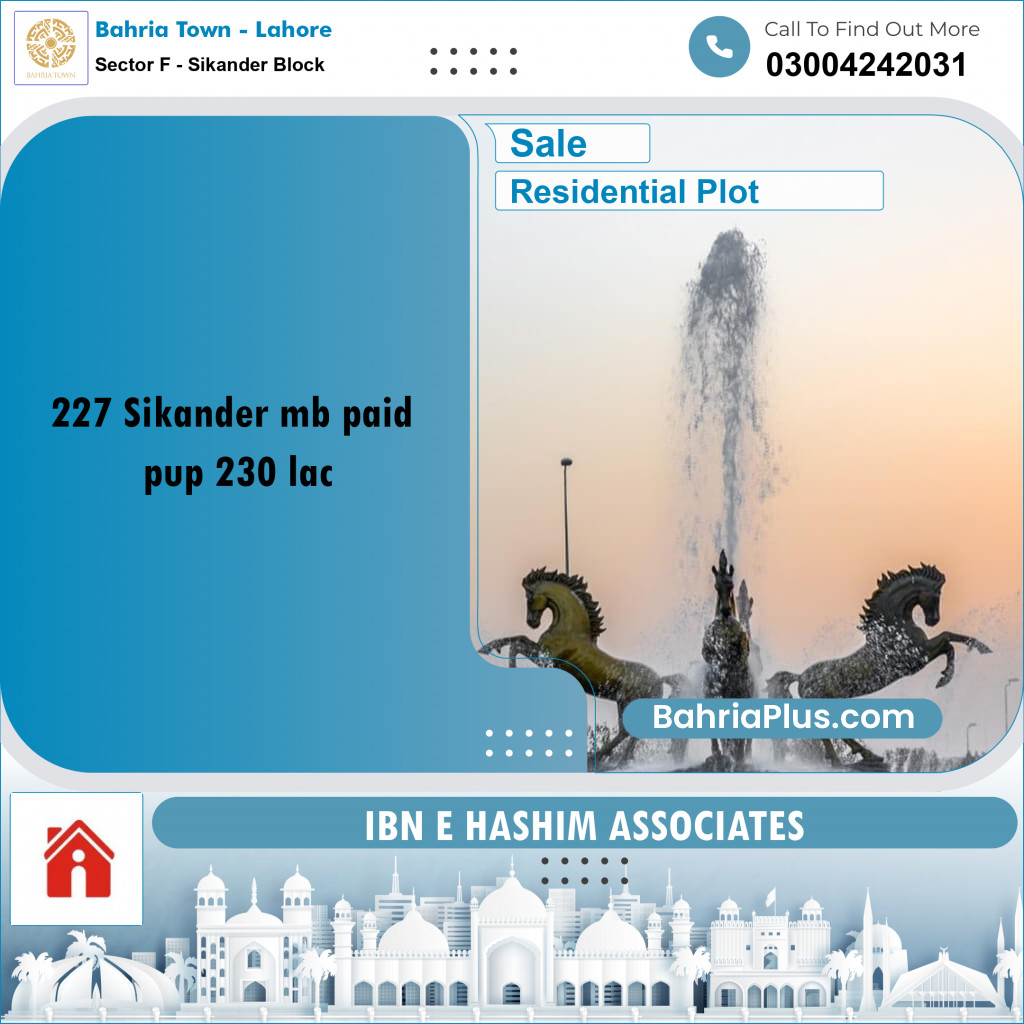1 Kanal Residential Plot for Sale in Sector F - Sikander Block -  Bahria Town, Lahore - (BP-244529)