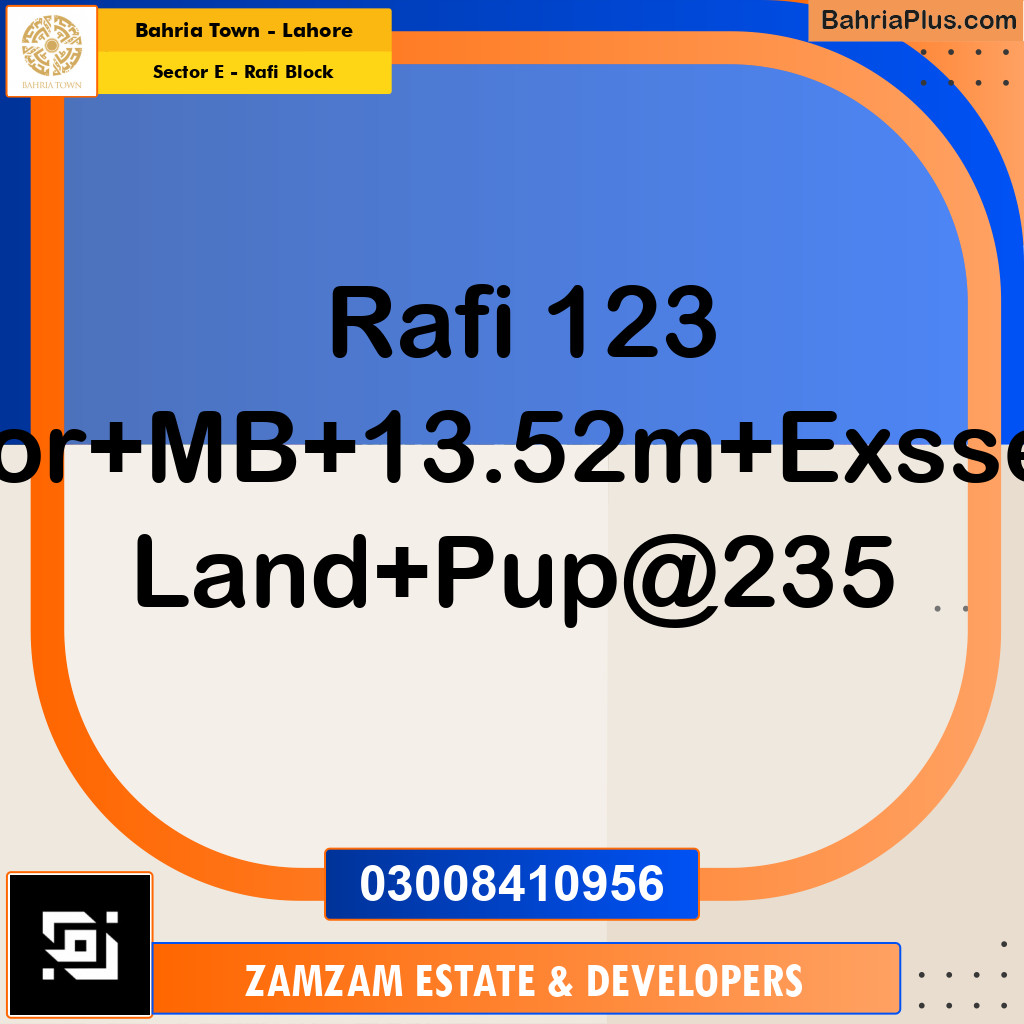 13.52 Marla Residential Plot for Sale in Sector E - Rafi Block -  Bahria Town, Lahore - (BP-244540)