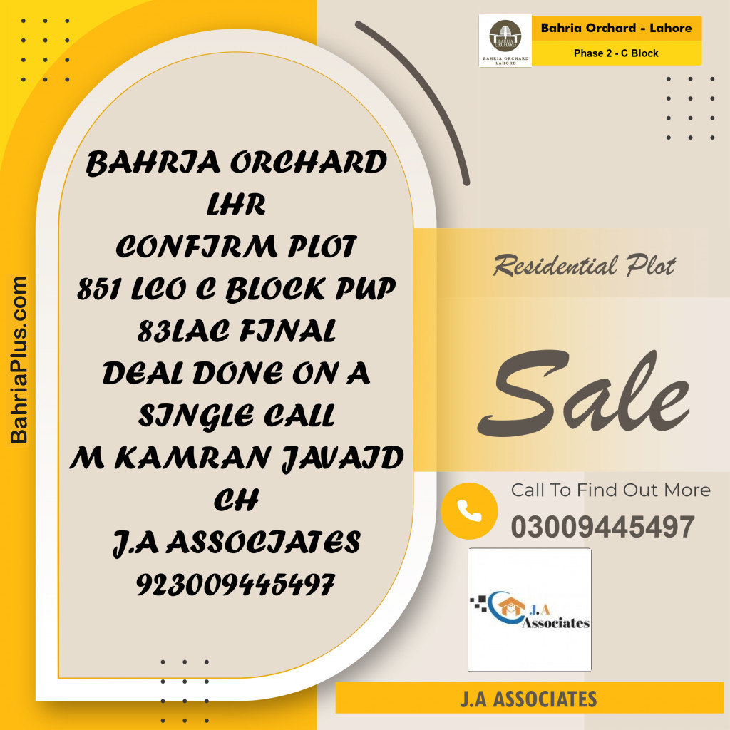 8 Marla Residential Plot for Sale in Phase 2 - C Block -  Bahria Orchard, Lahore - (BP-244543)