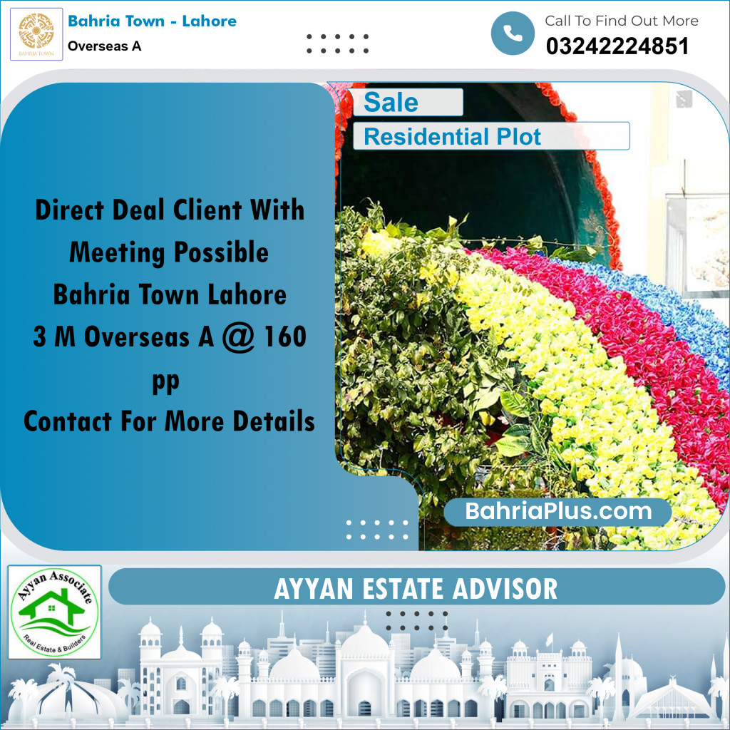 10 Marla Residential Plot for Sale in Overseas A -  Bahria Town, Lahore - (BP-244594)