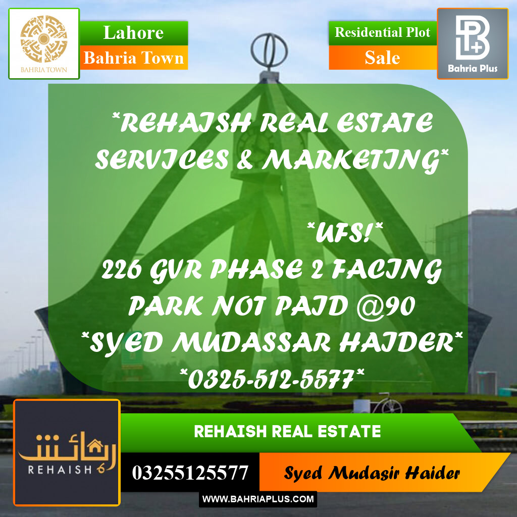 Residential Plot for Sale in Bahria Town, Lahore - (BP-244595)