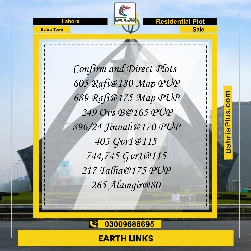 Residential Plot for Sale in Bahria Town, Lahore - (BP-244612)