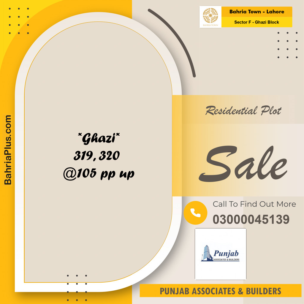 10 Marla Residential Plot for Sale in Sector F - Ghazi Block -  Bahria Town, Lahore - (BP-244654)