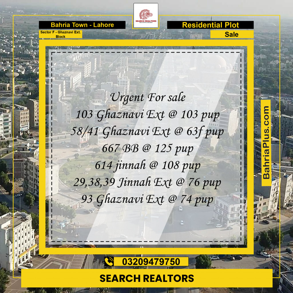 5 Marla Residential Plot for Sale in Sector F - Ghaznavi Ext. Block -  Bahria Town, Lahore - (BP-244719)