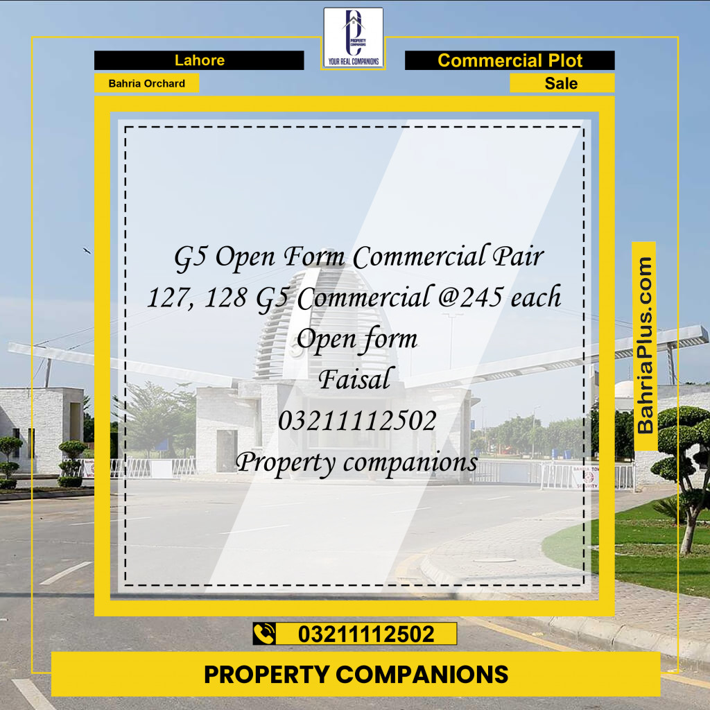 Commercial Plot for Sale in Bahria Orchard, Lahore - (BP-244725)
