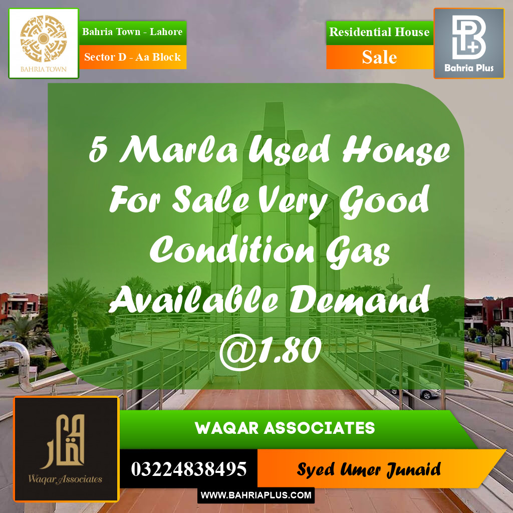 Residential House for Sale in Sector D - AA Block -  Bahria Town, Lahore - (BP-244748)