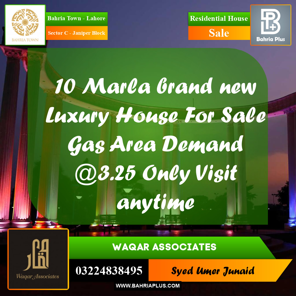 Residential House for Sale in Sector C - Janiper Block -  Bahria Town, Lahore - (BP-244756)
