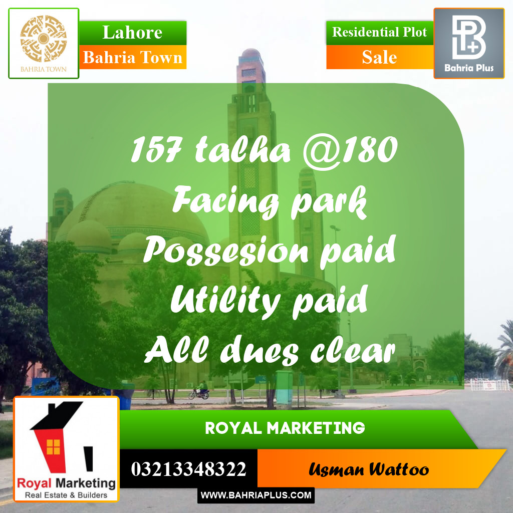 Residential Plot for Sale in Bahria Town, Lahore - (BP-244765)