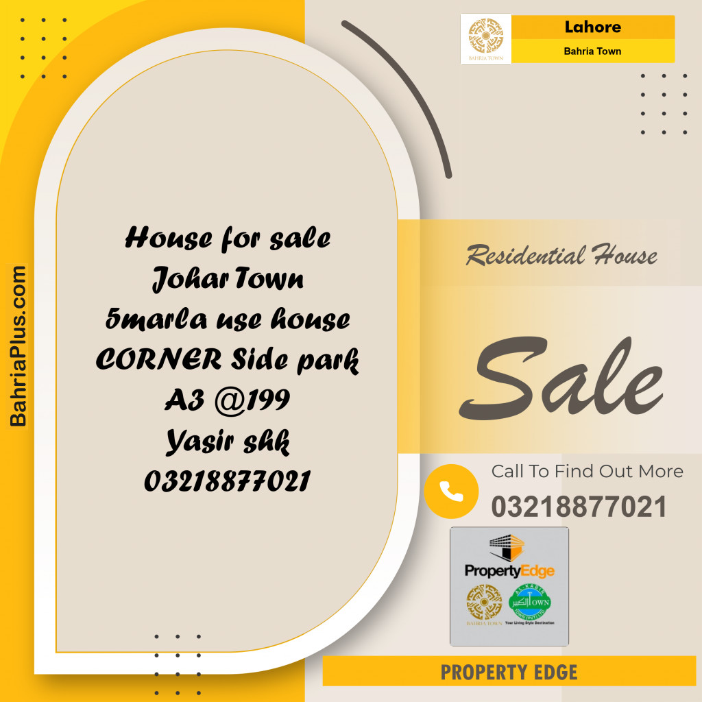 Residential House for Sale in Bahria Town, Lahore - (BP-244822)