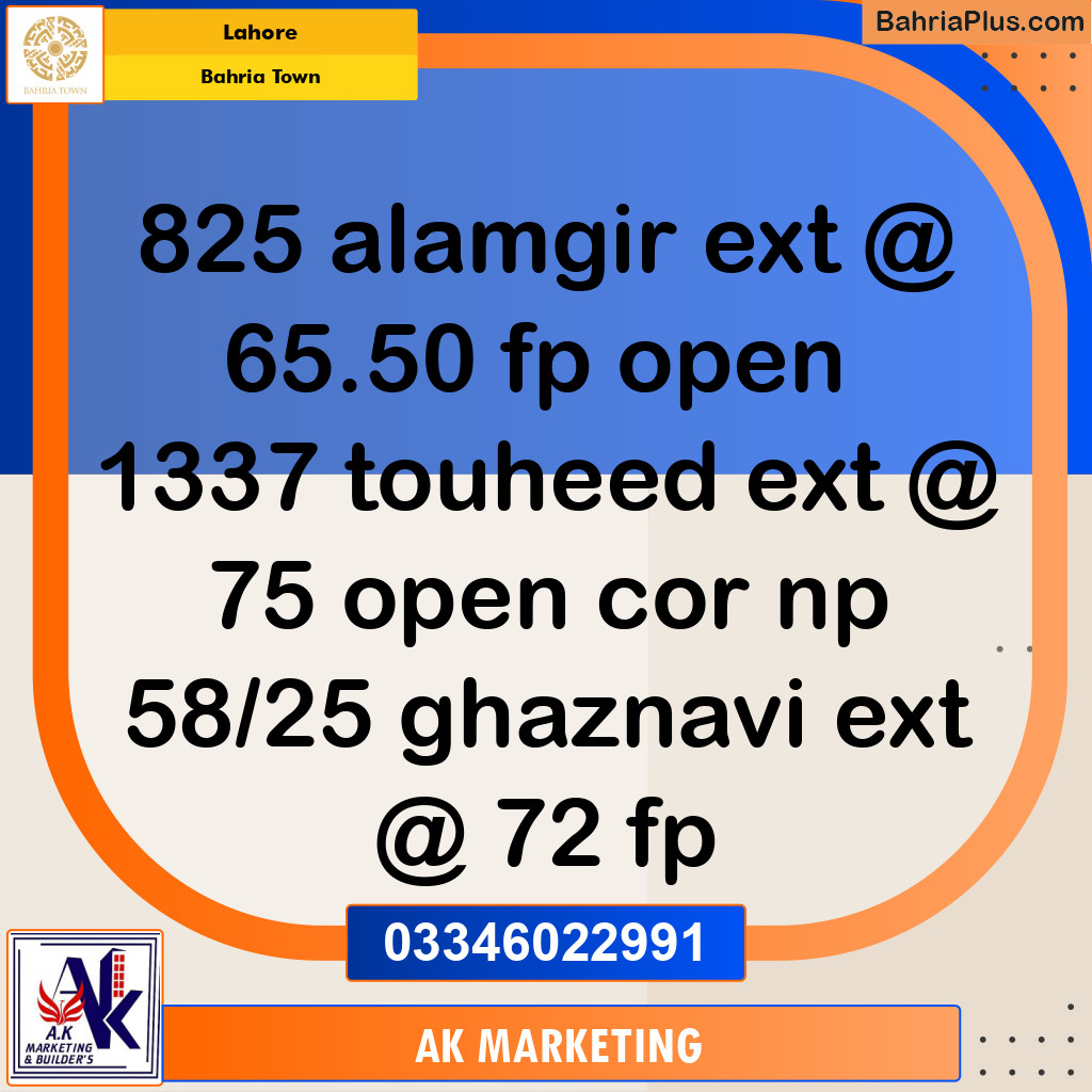 5 Marla Residential Plot for Sale in Bahria Town, Lahore - (BP-244924)