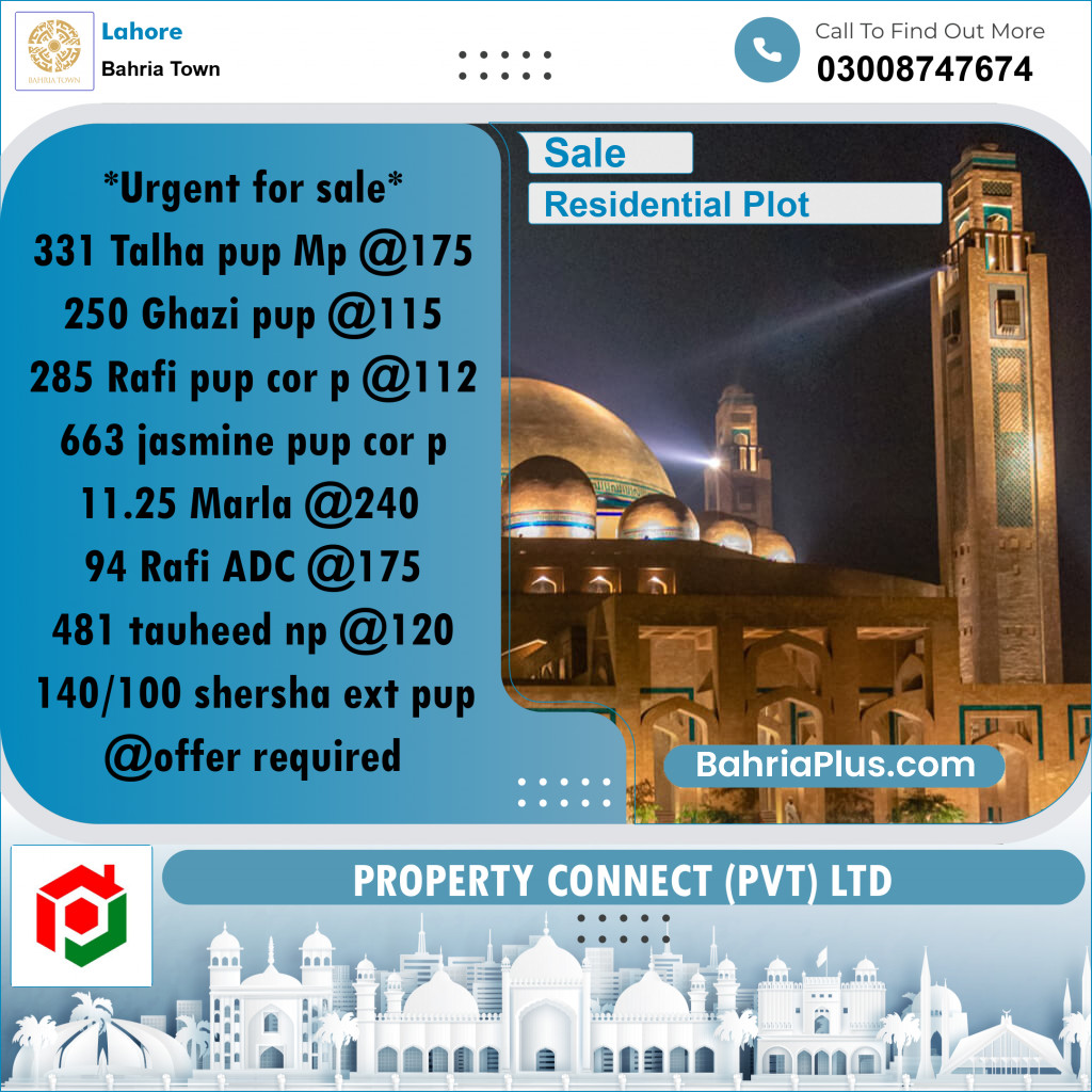 Residential Plot for Sale in Bahria Town, Lahore - (BP-244945)