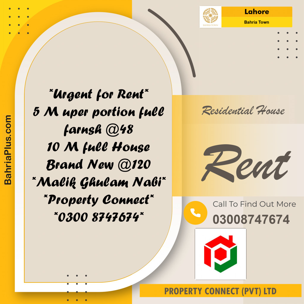 Residential House for Rent in Bahria Town, Lahore - (BP-244946)