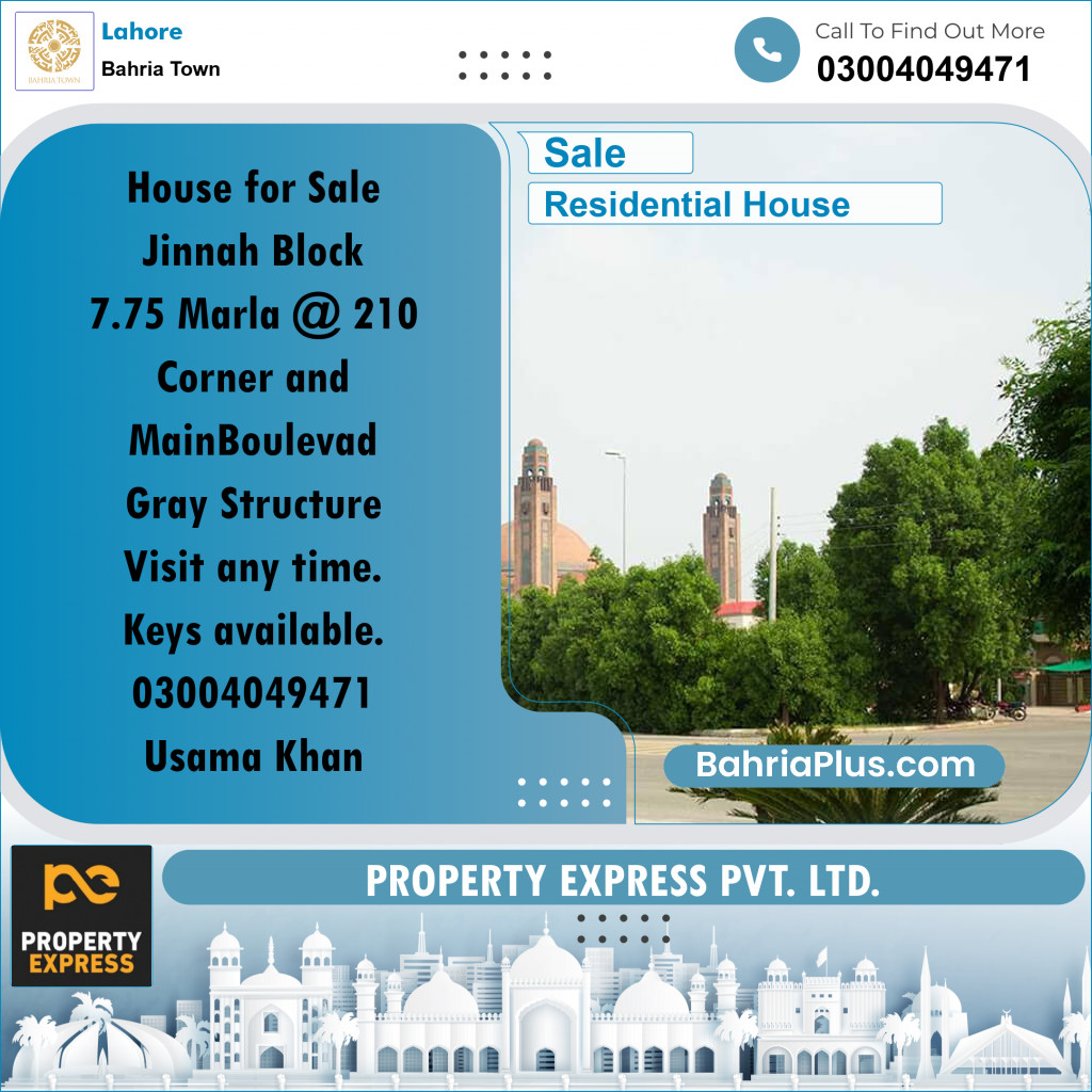 Residential House for Sale in Bahria Town, Lahore - (BP-244949)