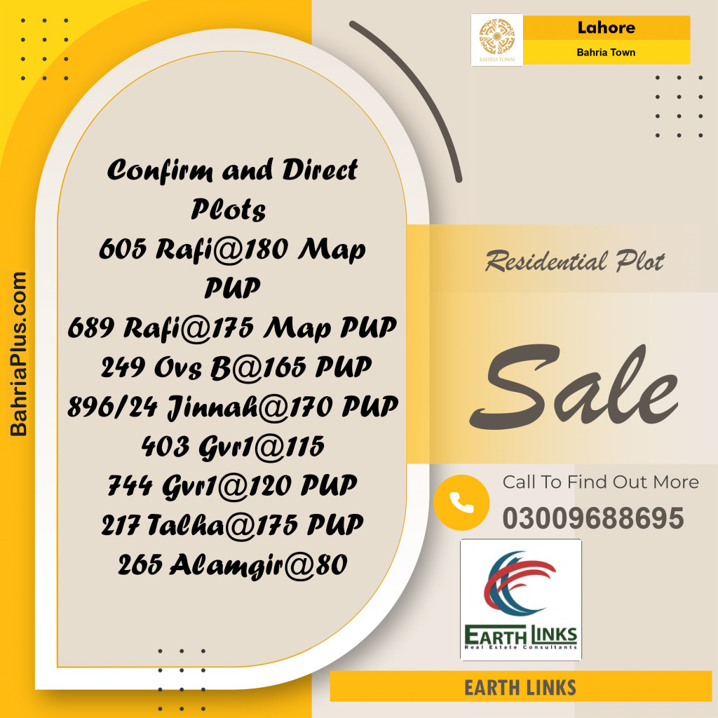 Residential Plot for Sale in Bahria Town, Lahore - (BP-244965)