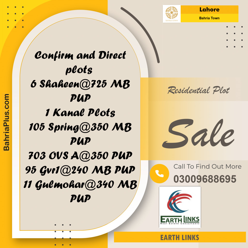 Residential Plot for Sale in Bahria Town, Lahore - (BP-244967)