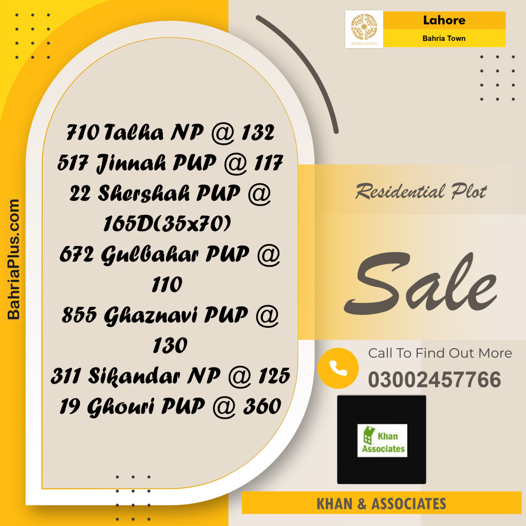 Residential Plot for Sale in Bahria Town, Lahore - (BP-244994)