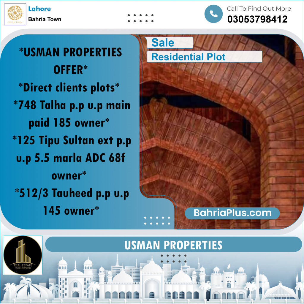 Residential Plot for Sale in Bahria Town, Lahore - (BP-244996)