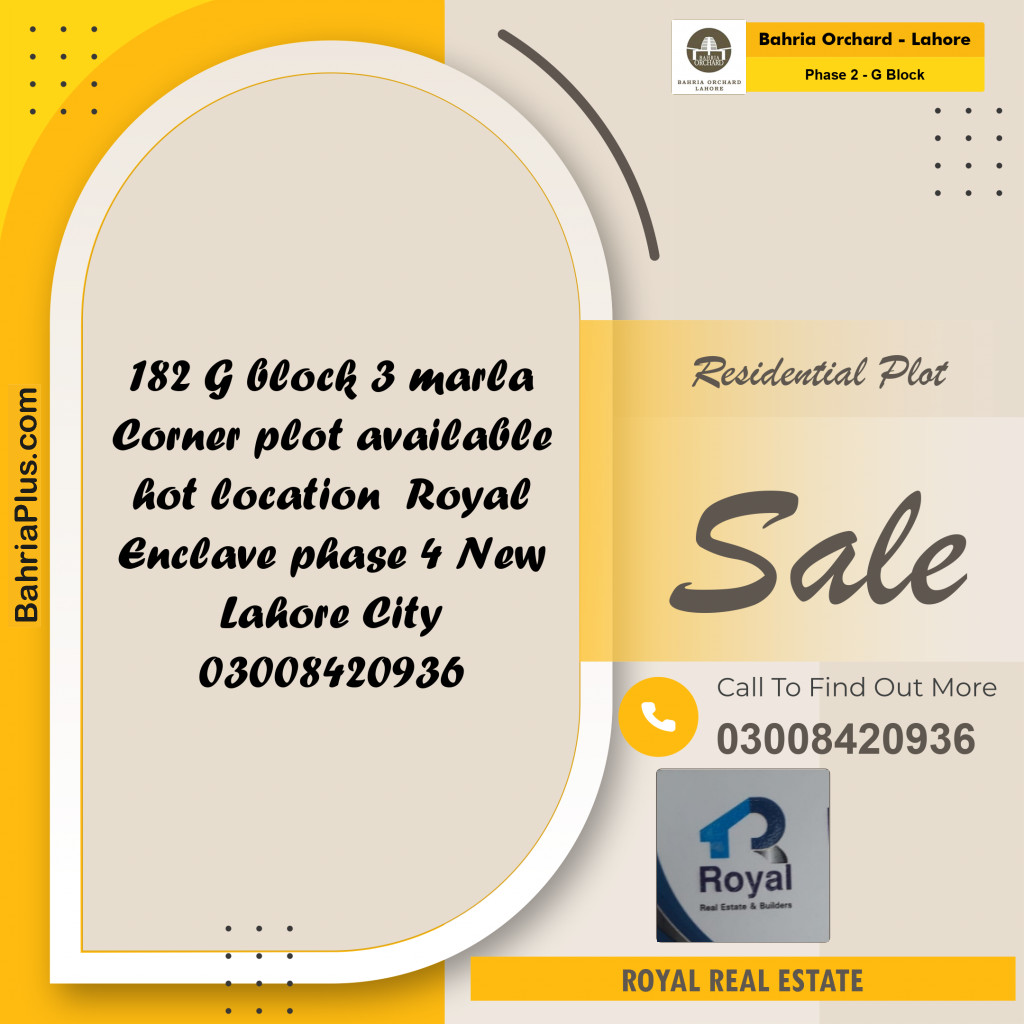 3 Marla Residential Plot for Sale in Phase 2 - G Block -  Bahria Orchard, Lahore - (BP-244999)