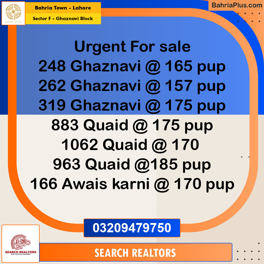 10 Marla Residential Plot for Sale in Sector F - Ghaznavi Block - Bahria Town, Lahore - (BP-245064)