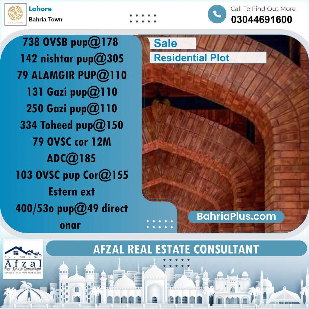 Residential Plot for Sale in Bahria Town, Lahore - (BP-245092)
