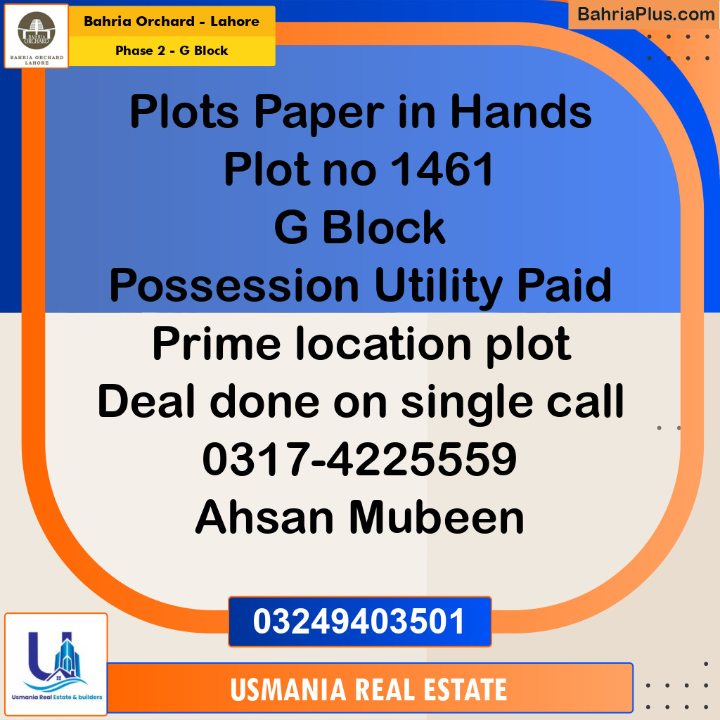 5 Marla Residential Plot for Sale in Phase 2 - G Block -  Bahria Orchard, Lahore - (BP-245102)