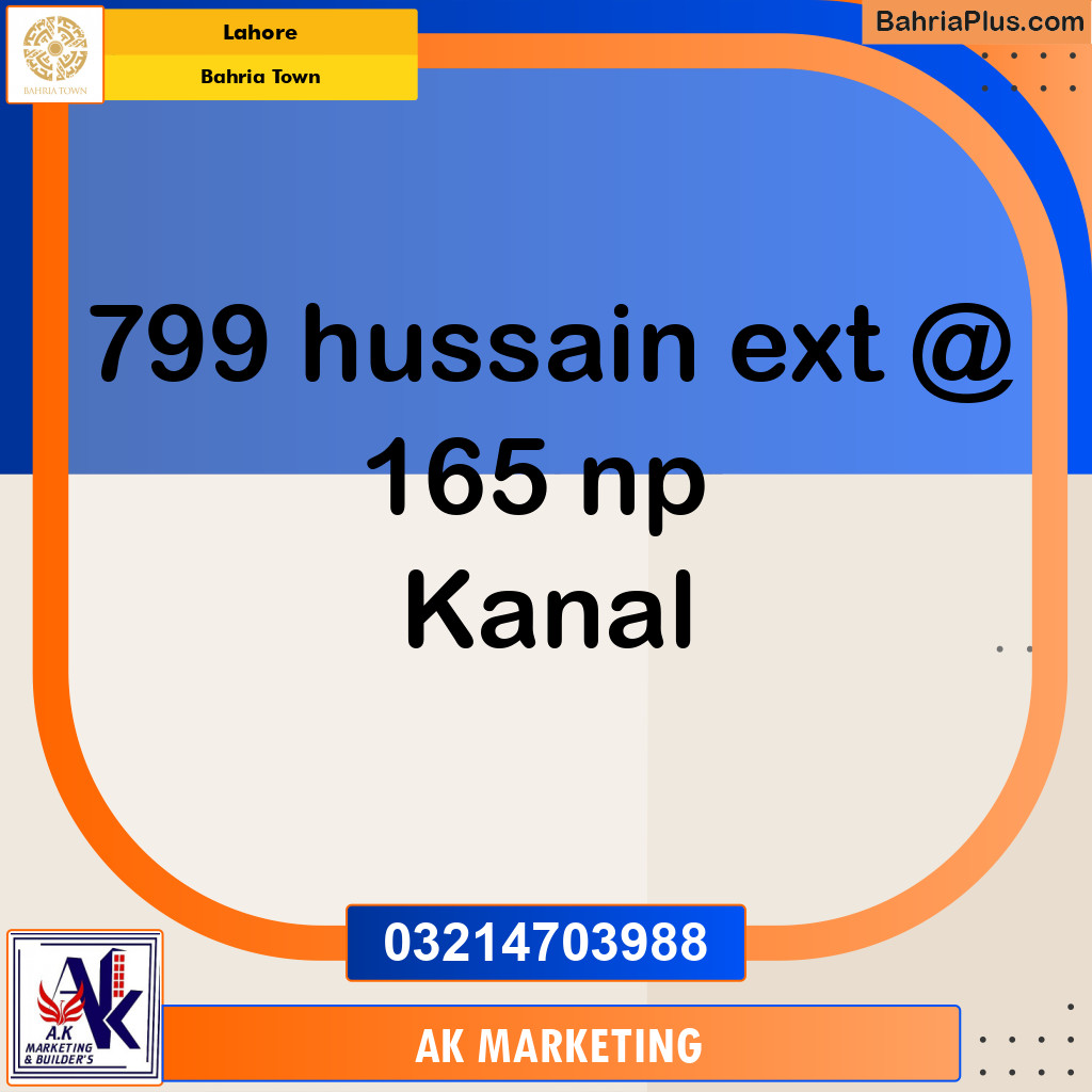 1 Kanal Residential Plot for Sale in Bahria Town, Lahore - (BP-245112)