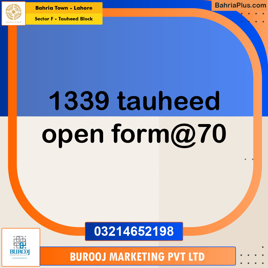 5 Marla Residential Plot for Sale in Sector F - Tauheed Block -  Bahria Town, Lahore - (BP-245113)