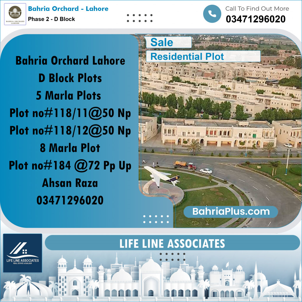 5 Marla Residential Plot for Sale in Phase 2 - D Block -  Bahria Orchard, Lahore - (BP-245141)