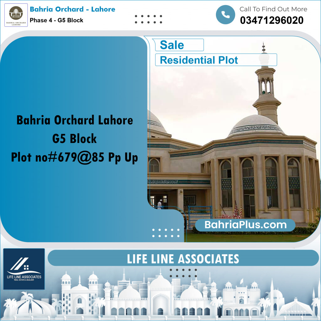 10 Marla Residential Plot for Sale in Phase 4 - G5 Block -  Bahria Orchard, Lahore - (BP-245148)