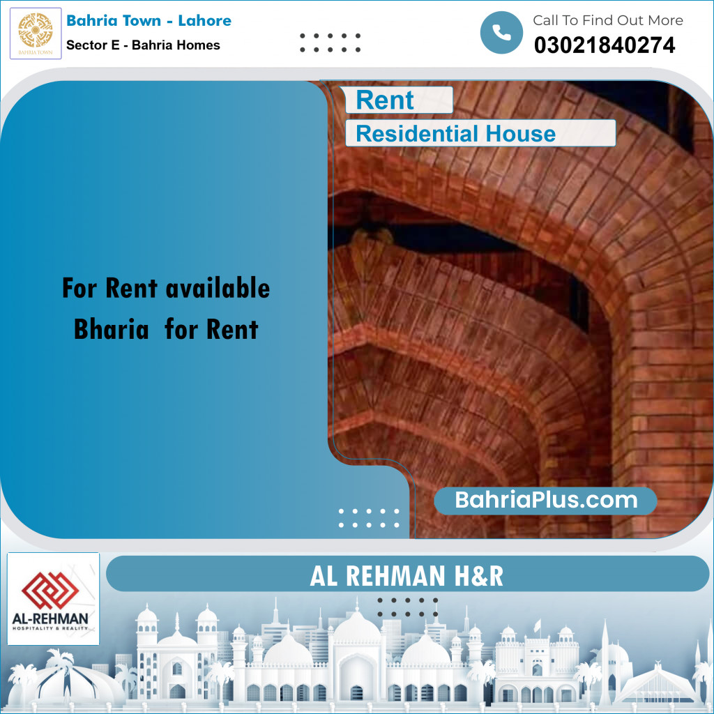 6.33 Marla Residential House for Rent in Sector E - Bahria Homes -  Bahria Town, Lahore - (BP-245181)